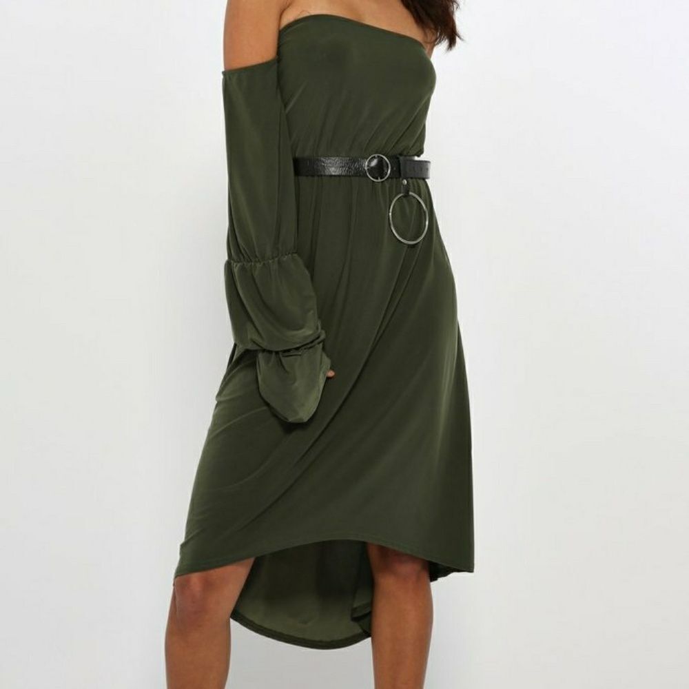 High Low Attached Shoulder Dress